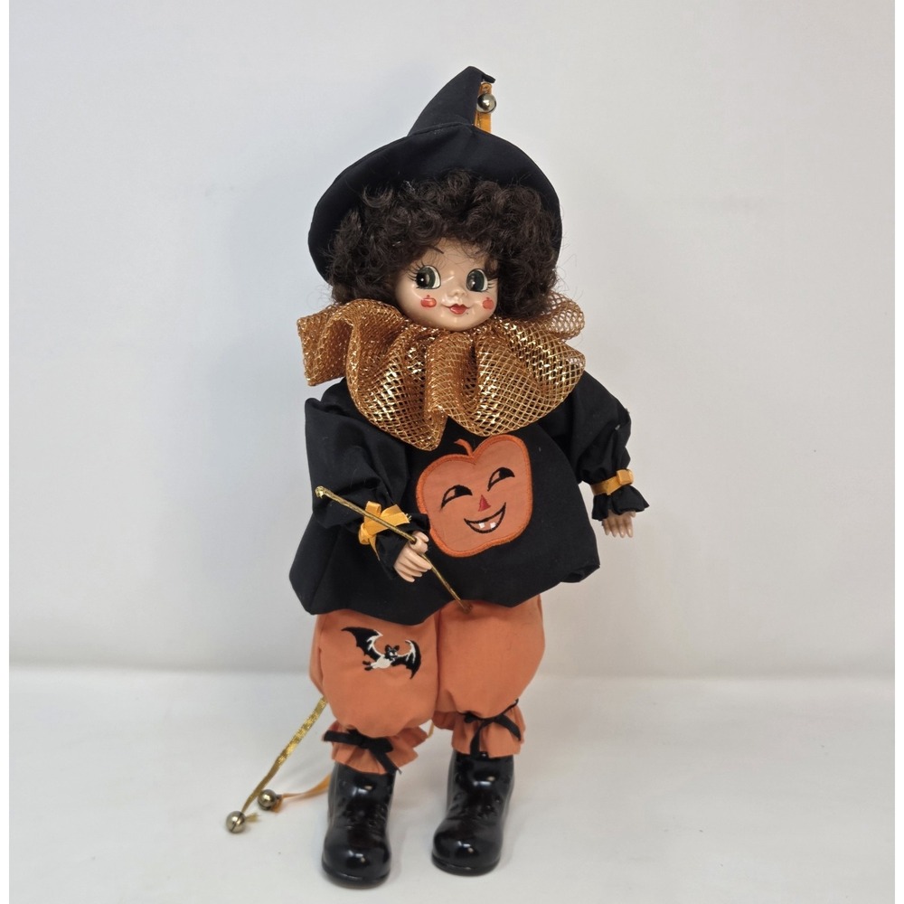 Vintage Brinn's 1986 October Calendar Clown Porcelain Halloween Witch Doll 14"
